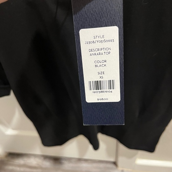 Veronica Beard Ankara Black Short Sleeve pleated waist Tee xs NWT - Picture 4 of 7